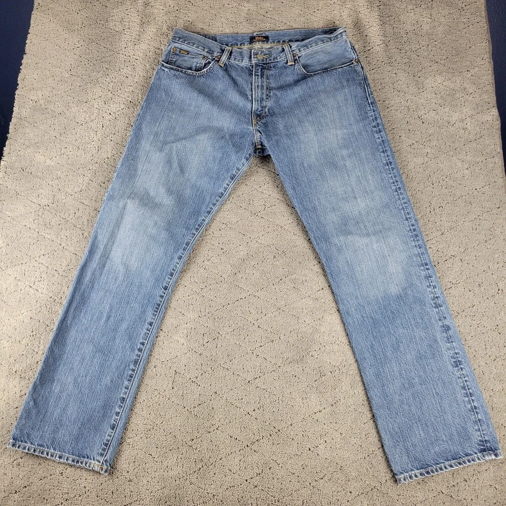 Polo Ralph Lauren Jeans Mens 34x32 Blue Hampton Relaxed Straight Leg Preppy